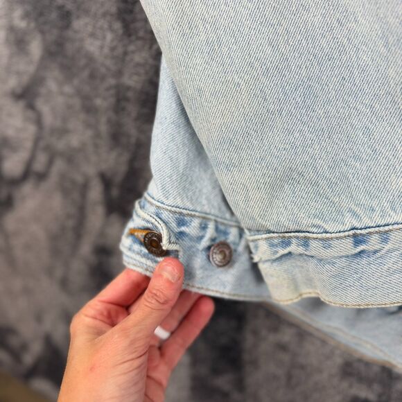 Vtg 90's Levi's Trucker Light Blue Denim Jean Jacket Men's L 70507 Distressed - Picture 11 of 13